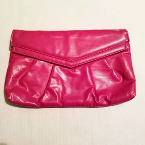 Vintage Pink Leather Envelope Clutch